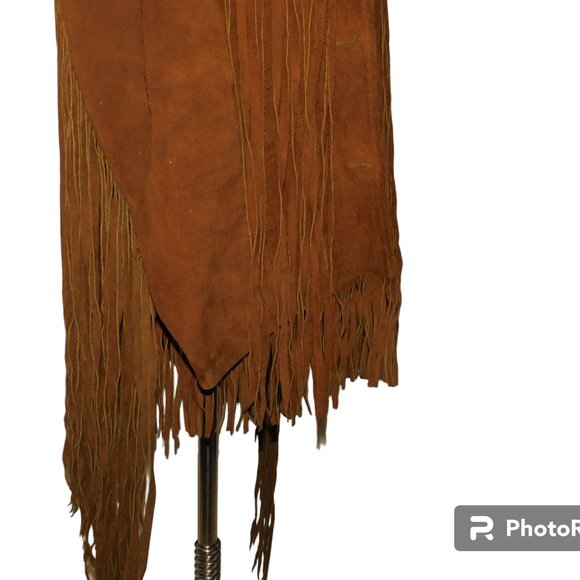 Suede Leather Fringe Vintage Coat 24" Fringe! Boho Hippie Rancher Western Jacket - Picture 9 of 15